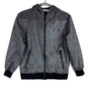 Encrypted Hoodie Sweatshirt Kids 10-12 Gray Full Zip Fleece Hustle Graphic